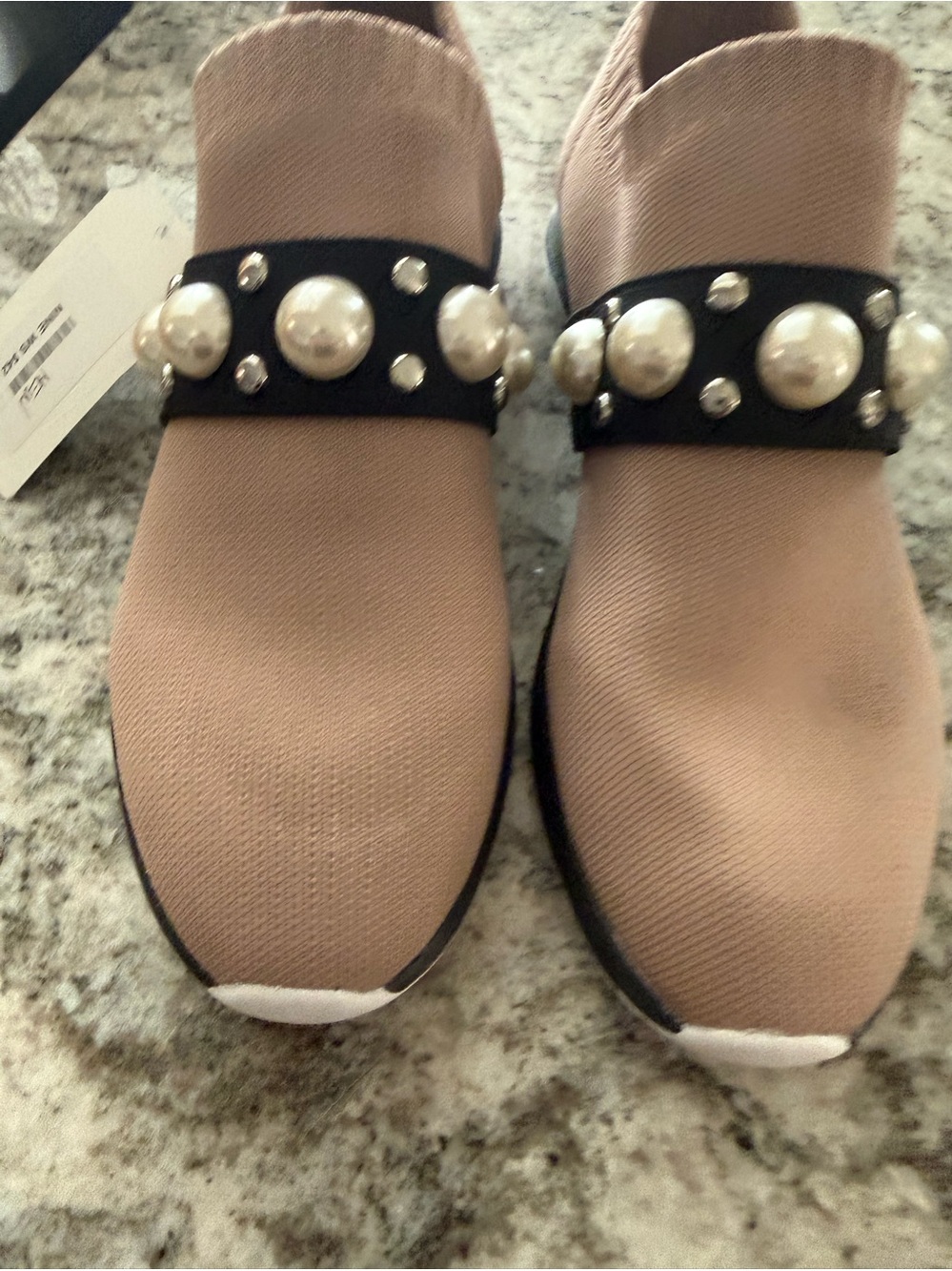 Nine West Pearl -Embellished Slip-On Sneakers in Blush